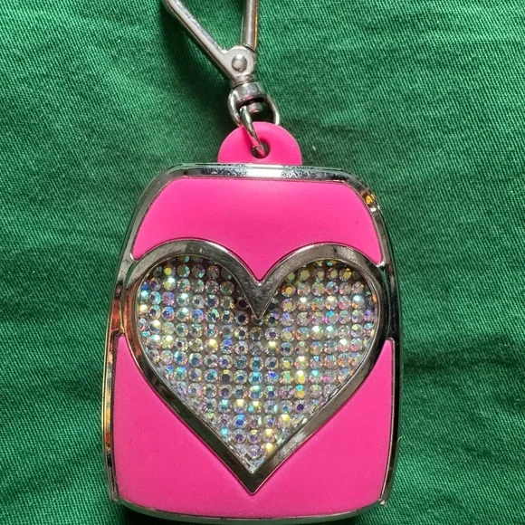 Pink Heart Keychain with Rhinestones - Picture 1 of 2
